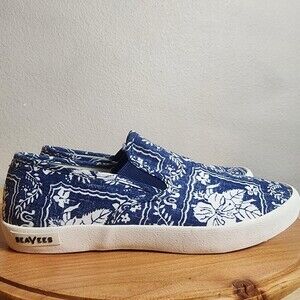 SeaVees Reyn Spooner Baja Shoes Mens Size 9.5 Hawaiian Floral Canvas Slip On